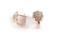 10K Rose Gold Flower Lever Back Earrings