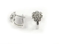 10K White Gold Flower Lever Back Earrings