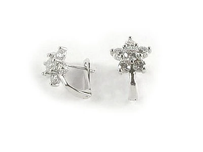 10K White Gold C.Z Flower Earrings