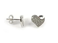 10K White Gold C.Z Heart Stud Earrings
