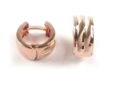 10K Rose Gold Shimmer Cut Huggy Earrings