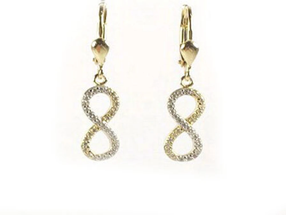 10K Yellow Gold C.Z Loop Dangle Earrings