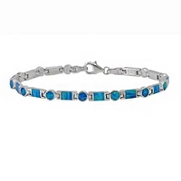 Sterling Silver With Rhodium Stone Bracelet