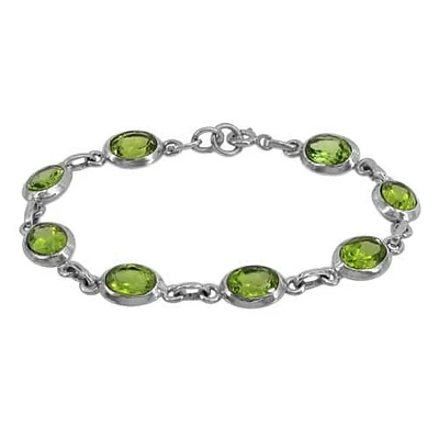 Sterling Silver, 6x8mm Gemstone Bracelet