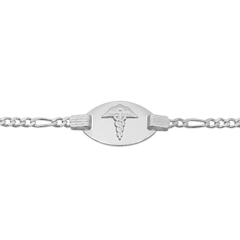 Sterling Silver Medical Bracelet With 2.2mm Figaro Link