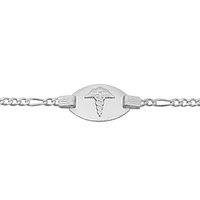 Sterling Silver Medical Bracelet With 2.2mm Figaro Link