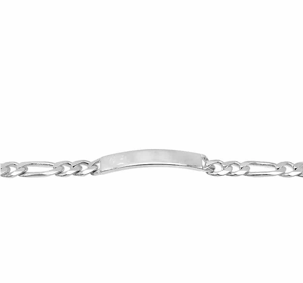 Sterling Silver ID Bracelet With 6.8mm Figaro Link