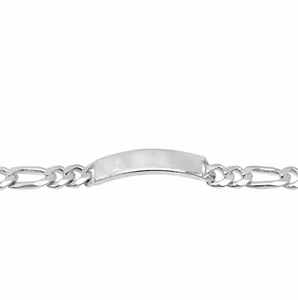 Sterling Silver ID Bracelet With 13mm Figaro Link