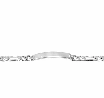 Sterling Silver ID Bracelet With 4.3mm Figaro Link