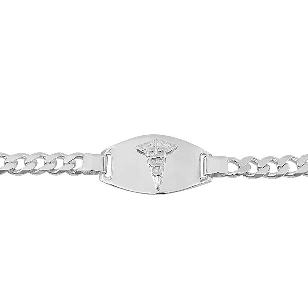 Sterling Silver Medical Bracelet With 6.7mm Curb Link