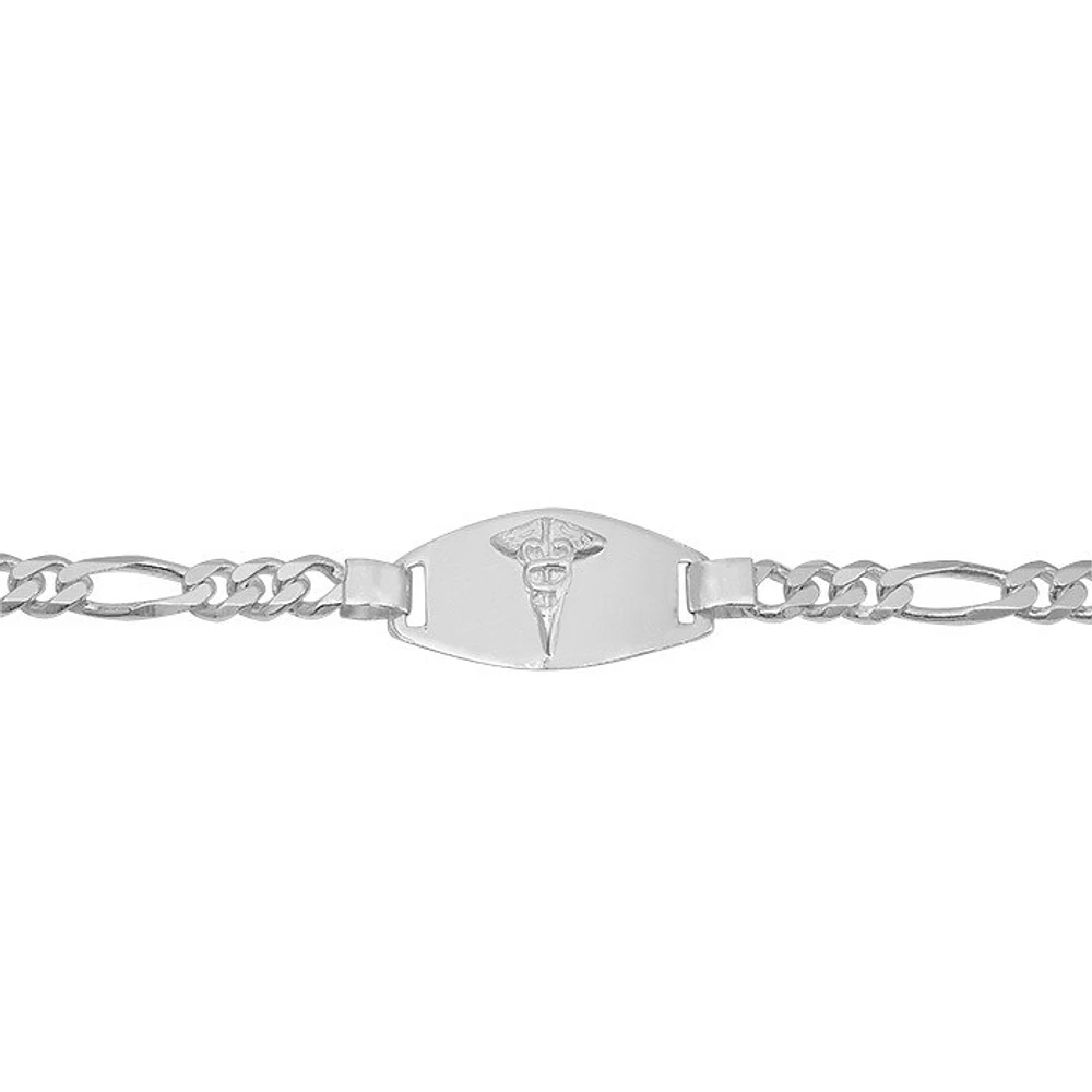 Sterling Silver Medical Bracelet With 5.6mm Figaro Link