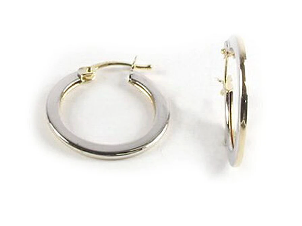 10K Yellow & White Gold Polished Hoop Earrings