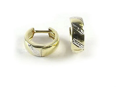 10K Yellow & White Gold Polished Huggy Earrings