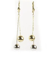 10K Yellow & White Gold Polished Ball Dangle Earrings