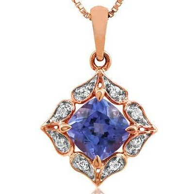 Floral Tanzanite Pendant with Diamond Frame White Gold