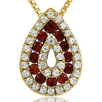 Ruby Teardrop Pendant with Diamond Accent 14KT Gold