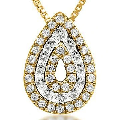 Diamond Teardrop Pendant with Diamond Accent 14KT Gold