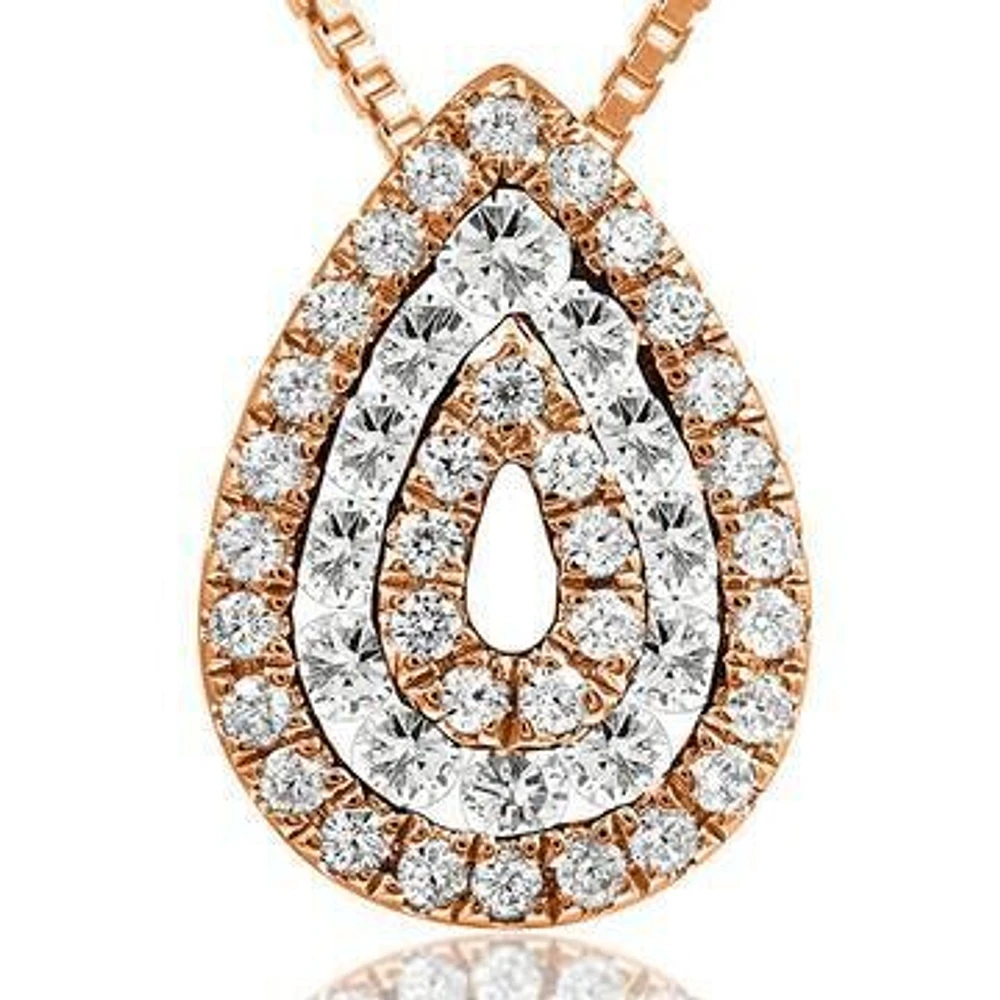 Diamond Teardrop Pendant with Diamond Accent 14KT Gold