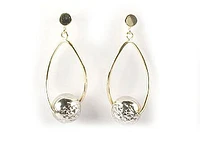 10K Yellow & White Gold Shimmer Cut Dangle Earrings