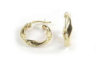 10K Yellow Gold Polished Twisted Hoop Earrings
