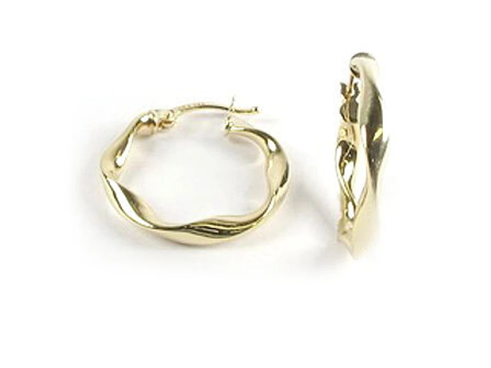 10K Gold Polished Twisted Hoop Earrings