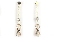 10K Rose & Yellow Gold Shimmer Cut Loop Dangle Earrings