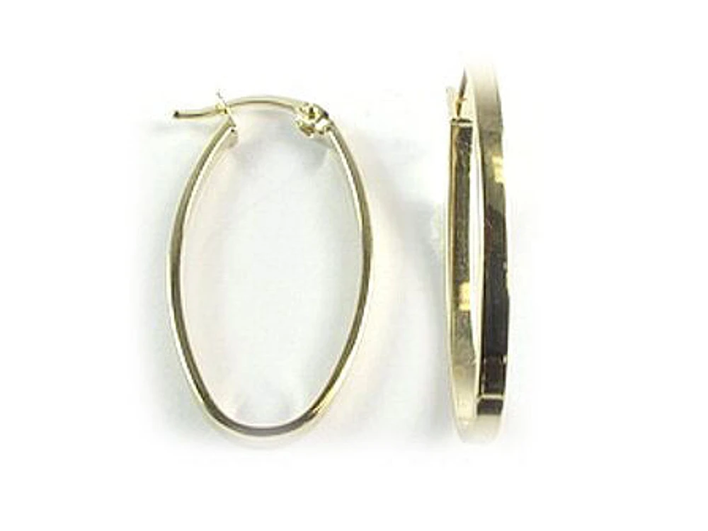 10K Yellow Gold Polished Lever Back Hoop Earrings