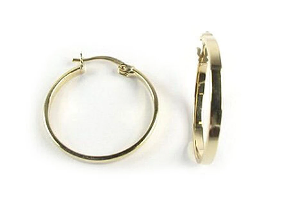 10K Yellow Gold Lever Back Polished Hoop Earrings