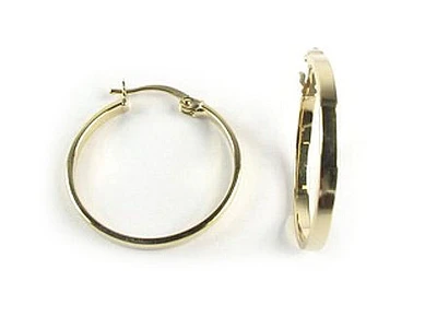 10K Yellow Gold Lever Back Polished Hoop Earrings