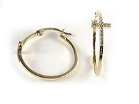 10K Yellow Gold Cross C.Z Earrings