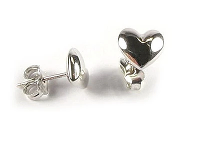 10K White Gold Heart Polished Stud Earrings