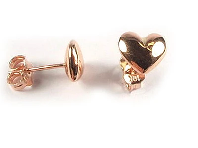 10K Rose Gold Heart Polished Stud Earrings