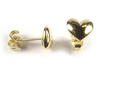 10K Yellow Gold Heart Polished Stud Earrings