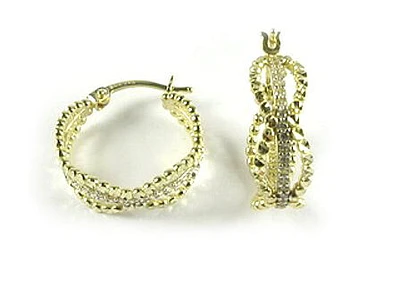 10K Yellow Gold C.Z Loop Earrings