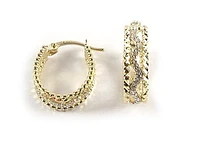 10K Yellow Gold C.Z Pattern Lever Back Earrings