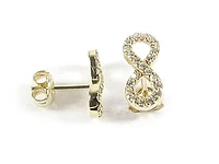 10K Gold C.Z Infinity Loop Stud Earrings