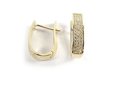 10K Yellow Gold C.Z Lever Back Hoop Earrings