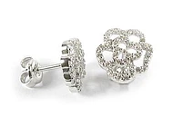 10K Gold C.Z Flower Stud Earrings