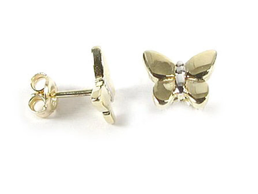 10K Yellow Gold Butterfly Stud Earrings