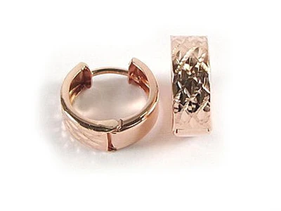 10K Rose Gold Shimmer Cut Huggy Earrings
