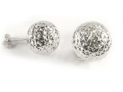 10K Gold Shimmer Cut Ball Stud Earrings