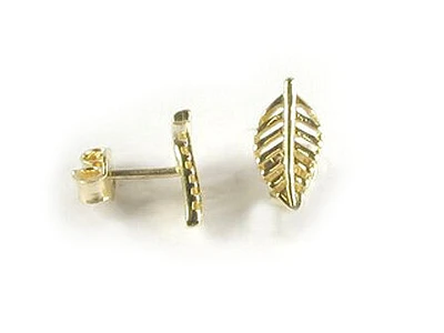 10K Yellow Gold Leaf Stud Earrings