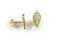 10K Yellow Gold Leaf Stud Earrings