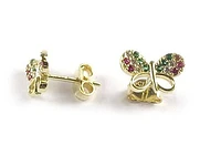 10K Yellow Gold Coloured C.Z Butterfly Stud Earrings