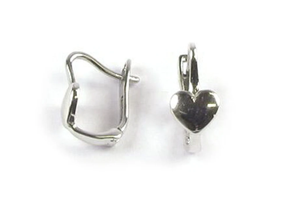 10K White Gold Polished Heart Earrings