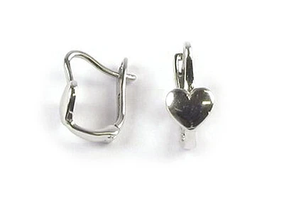 10K White Gold Polished Heart Earrings