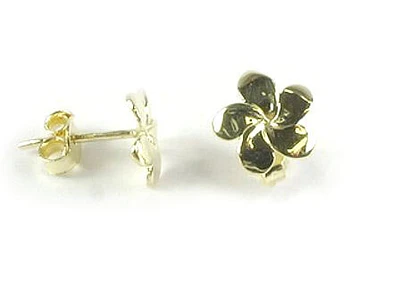 10K Yellow Gold Polished Flower Stud Earrings