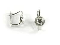 10K White Gold C.Z Heart Earrings