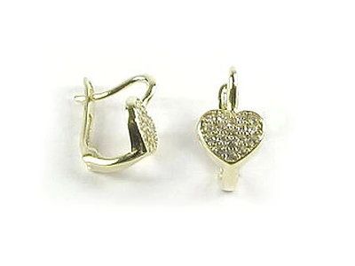 10K Yellow Gold C.Z Heart Earrings