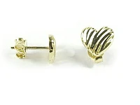 10K Yellow Gold Shimmer Cut Heart Stud Earrings